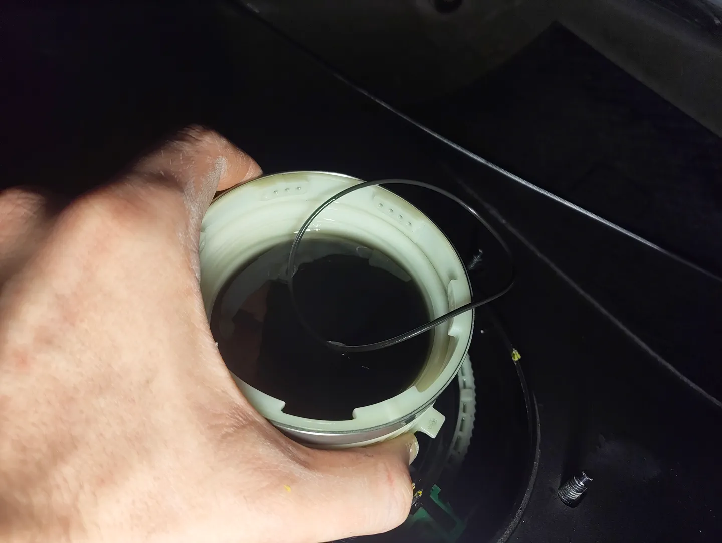 Fuel filter housing full of fuel