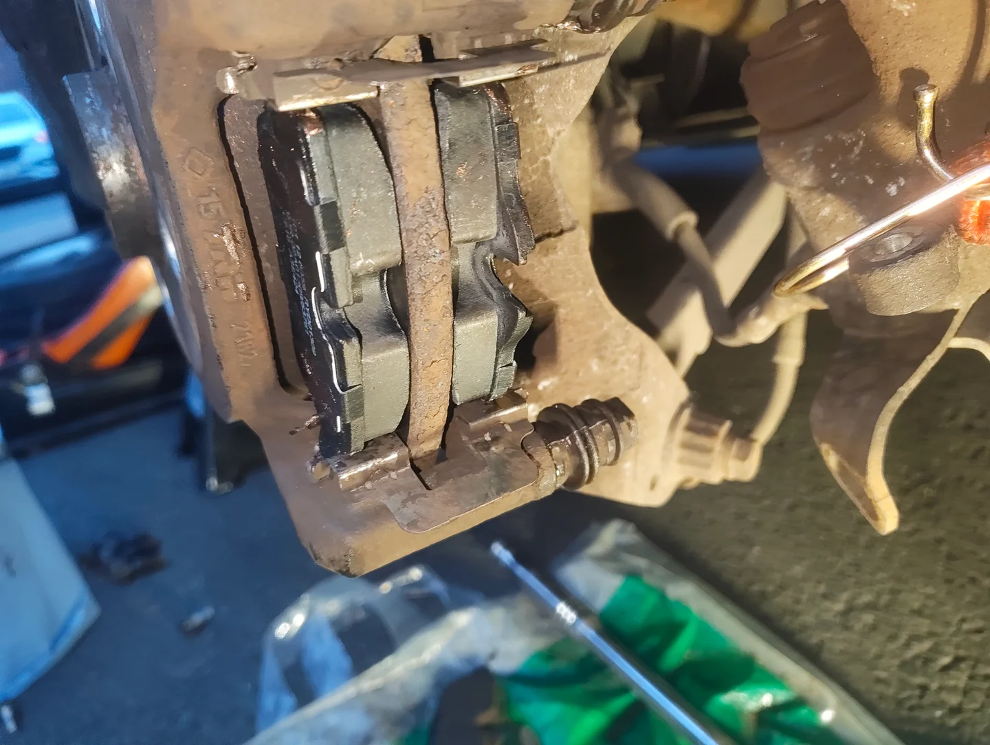 New rear brake pads installed