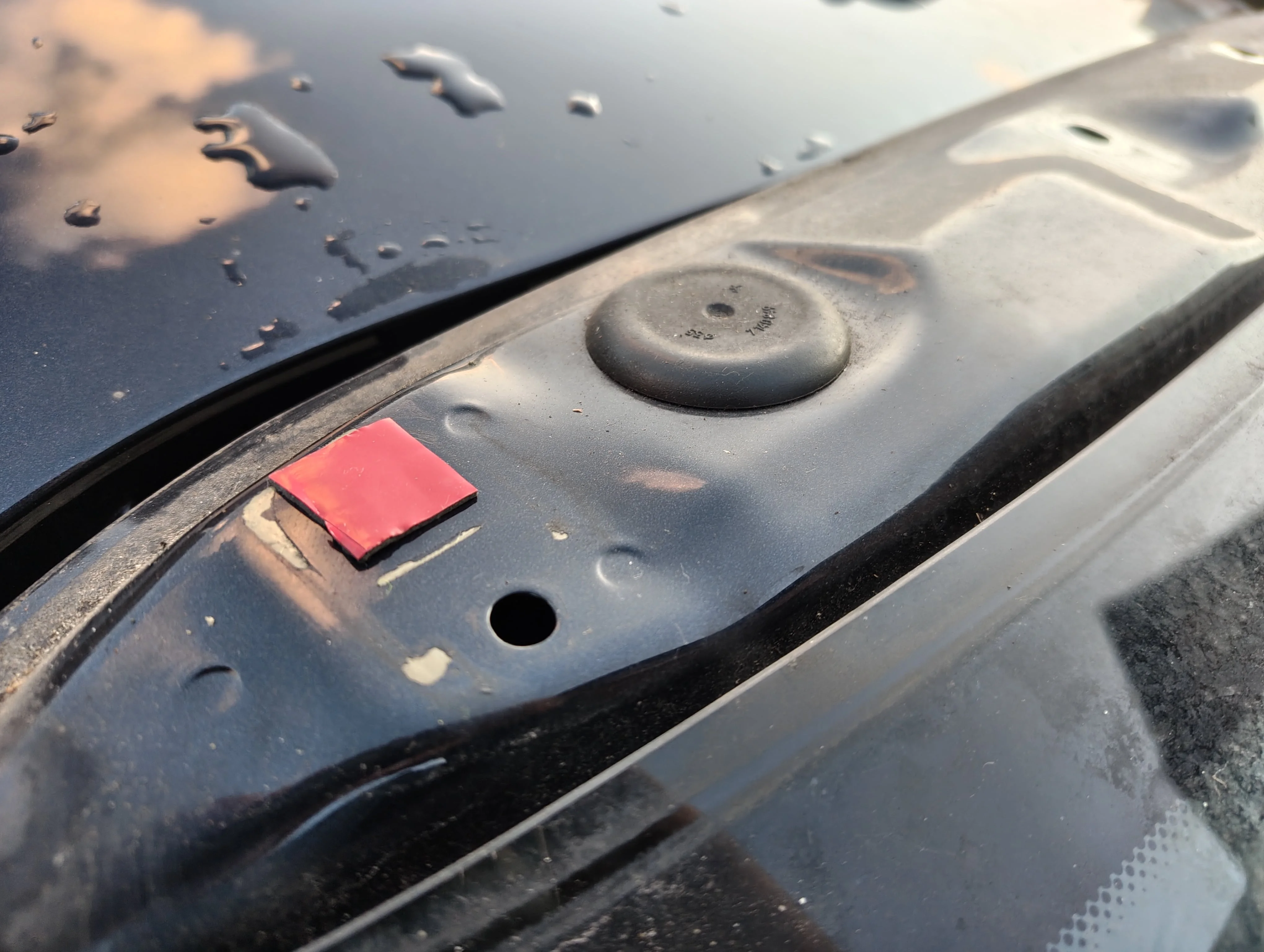 One hole covered with exterior tape