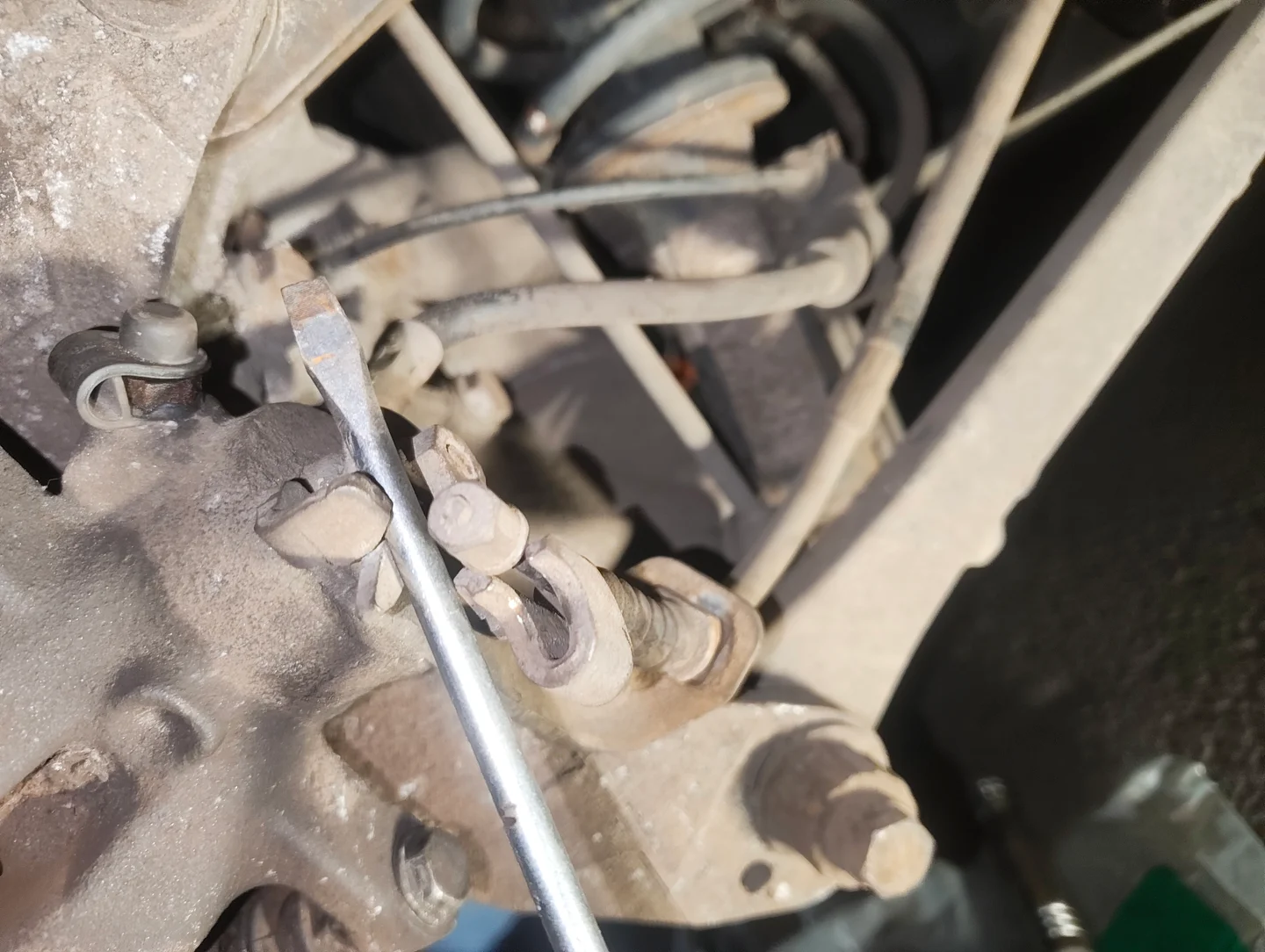 Prying hand brake cable lever