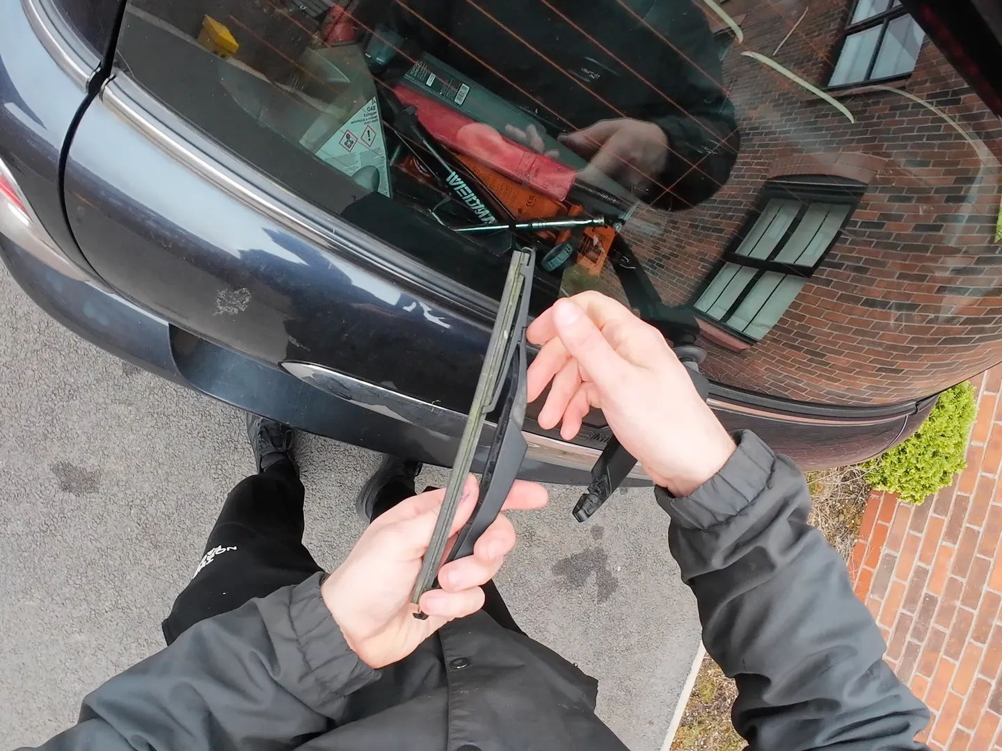 Rear wiper blade removed