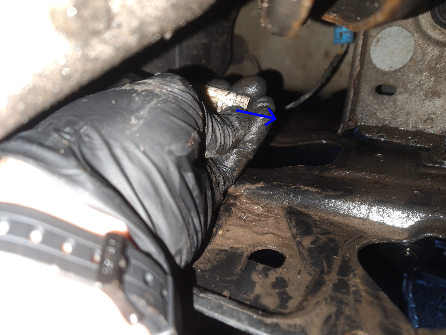 Pressed in brake pad connector button